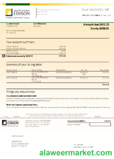 Southern California EDISON utility business bill, page 1 SCR